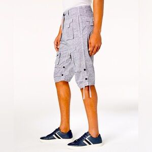 Sean John Mens Shorts Chambray Blue Sz 36 Cargo Classic Flight 14"